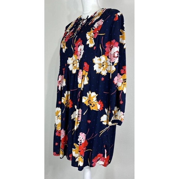 Old Navy Pullover Navy Multi Color Floral Print Swing Dress Size Medium (8/10) - Picture 8 of 13
